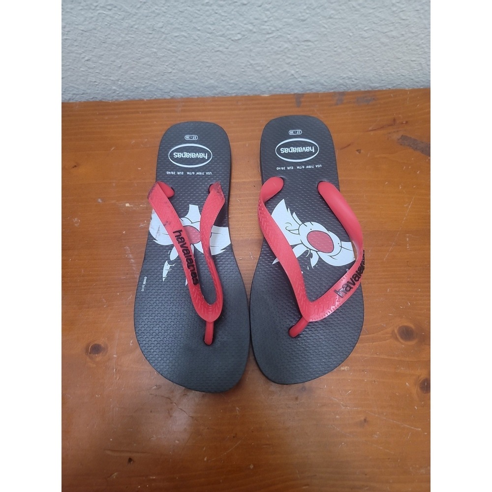 Havaianas‎ unisex 7 looney tunes black/ red flip flop Vacation Beach Festival